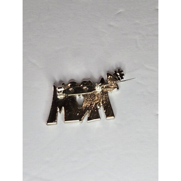 #1 Mom Pin Brooch Silver Tone Green Orange Sparkly - Picture 4 of 5